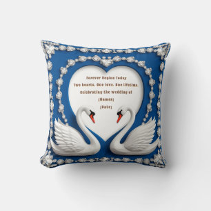 Diamant-Schwan-Blau-Hochzeitsliebesbogen-Design Kissen