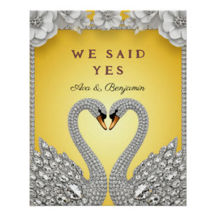 Diamant-Schwan-Paar Luxus-Romantik-Thema Poster