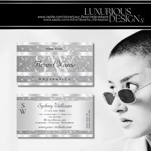 Diamant-Silber-Glitzer-Sparkassenstangen mit Monog Visitenkarte