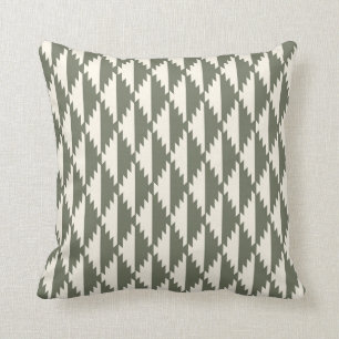Diamant-Stammes- Muster-Salbei und Creme Kissen