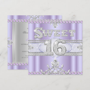 Diamant Sweet 16 Sechzehn Party Lila Flieder Einladung