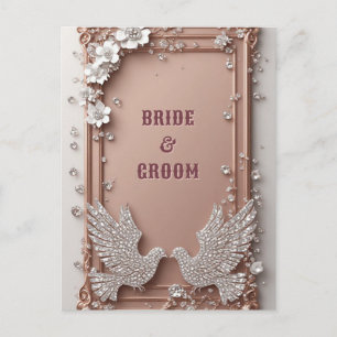 Diamant-Taubenrahmen mit Rosenhochzeit Postkarte