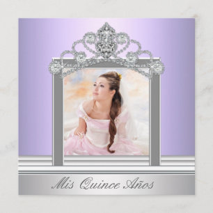 Diamant-Tiara Lila Foto Quinceanera Einladung