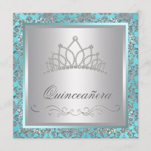 Diamant Tiara Türkisblaue Damast Türkisblaue Quinc Einladung