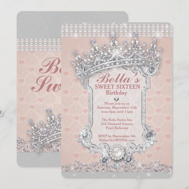 Diamant und Bling-Party Einladungen (Vorne/Hinten)