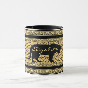Diamant und Leopard mit Name Tasse