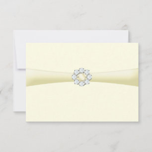 Diamant- und Perlenbrosche auf Band Save-the-Date- Einladung