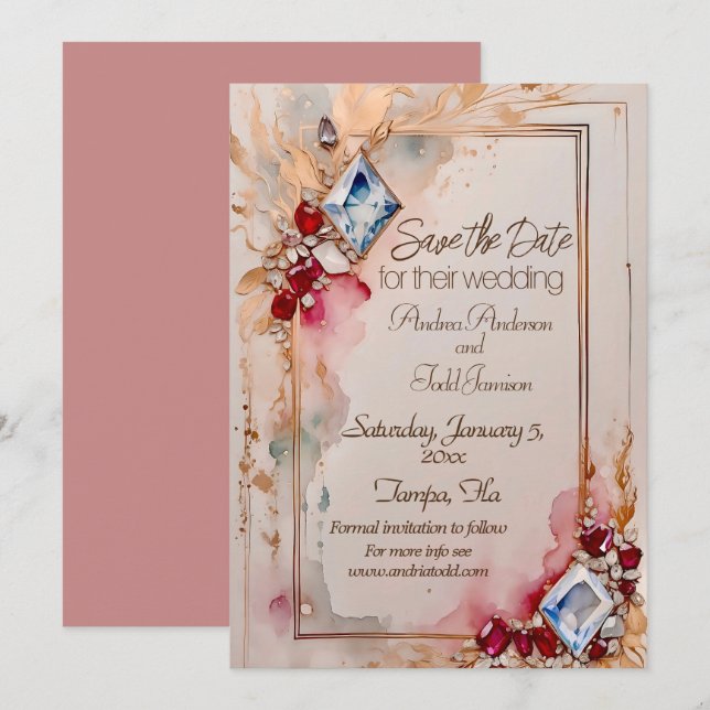 Diamant und rubinische Hochzeit Save The Date (Vorne/Hinten)