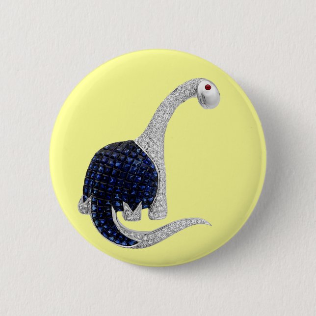 Diamant-und Smaragd-Dinosaurier Button (Vorderseite)