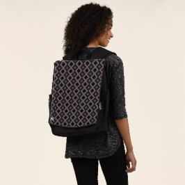 Diamant und Sterndruck in Schwarz-Grau-Himbeere Rucksack