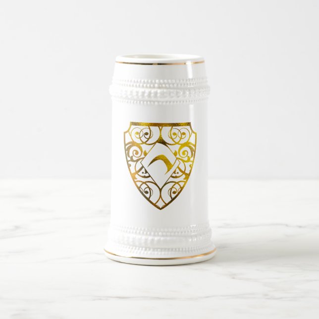 Diamant-Verein-Weiß/Gold 22 Unze Stein Bierglas (Mittel)