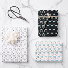 Diamant Verlobung Hochzeitsring Muster Geschenkpapier Set