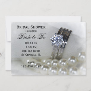 Diamant Wedding Rings and Pearls Brautparty Einladung