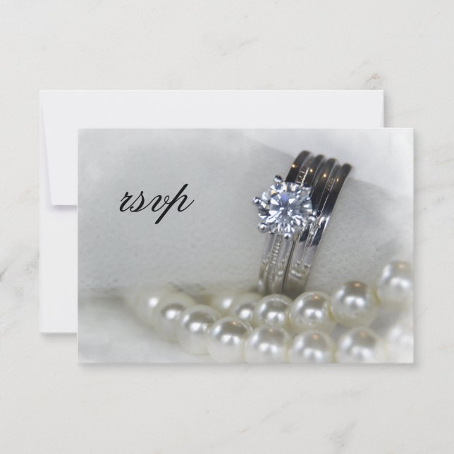 Diamant Wedding Rings and Pearls UAWG Response RSVP Karte (Vorderseite)