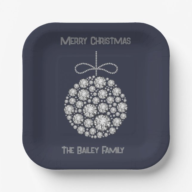 Diamant Weihnachtsschmuck Pappteller (Vorderseite)
