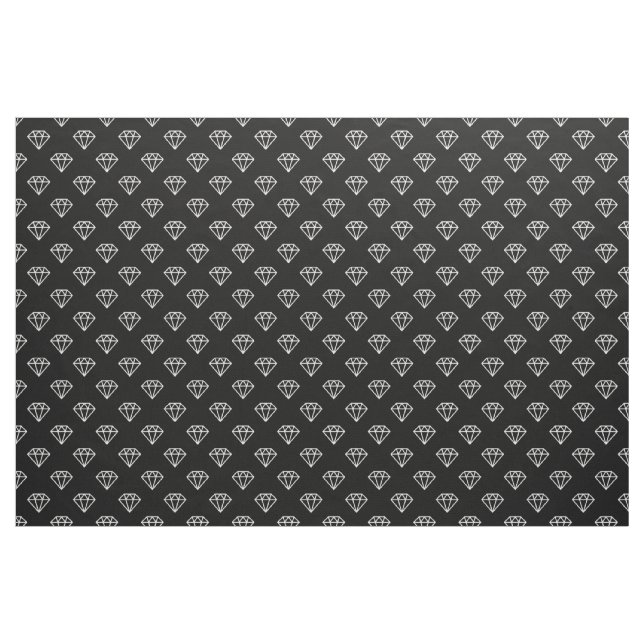 Diamant - weiß auf schwarz stoff (Yard (91,4 cm))