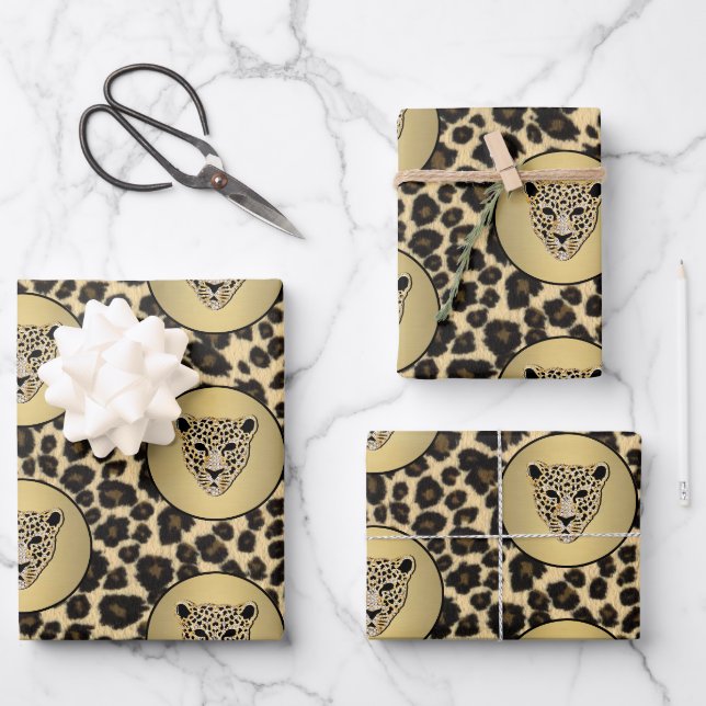 Diamantbeschnittener Jaguar Geschenkpapier Set (Vorderseite)