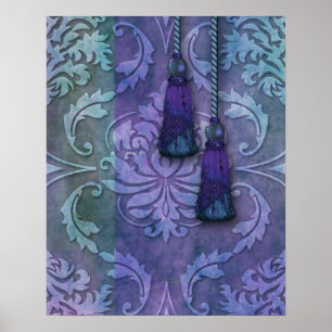 DiamantDamast, MOROKCO in Aquamarin und Lila Poster
