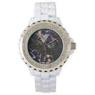 Diamante de imitación-Akzent-himmlische Kugel-Uhr Armbanduhr