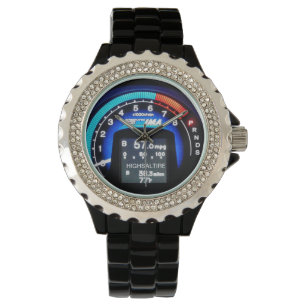 Diamante de imitación mit schwarzem Email rev Armbanduhr