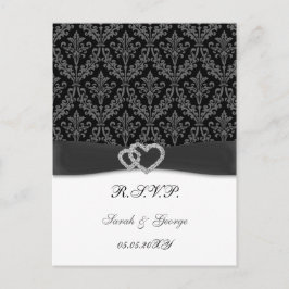 Diamante-Holzkohle-Hochzeit RSVP Einladungspostkarte