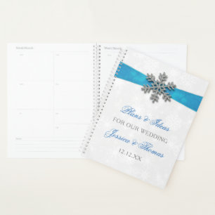 Diamante Snowflake & Blue Ribbon Mariage d'hiver