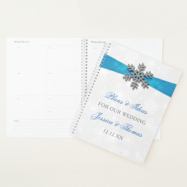 Diamante Snowflake & Blue Ribbon Winter Wedding Planer (Anzeige)