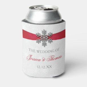 Diamante Snowflake & Red Ribbon Winter Wedding Dosenkühler