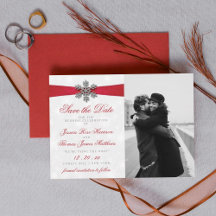 Diamante Snowflake & Red Ribbon Winter Wedding
