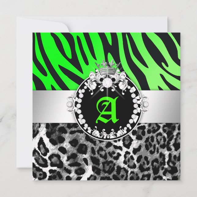 Diamanten 311-Zebra-LeoTique n küsst Bonbon 16 Einladung (Vorderseite)