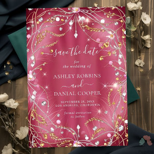 Diamanten aus Liebe Save the Date rosa Einladung