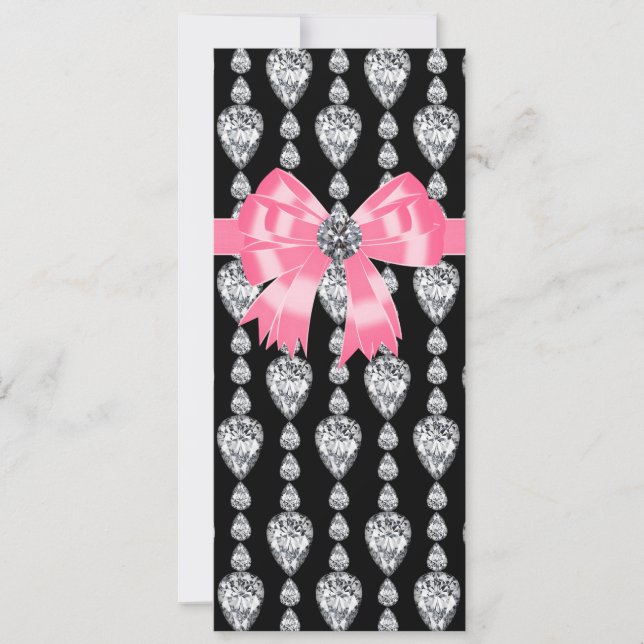 Diamanten Bogen Rosa Schwarze Party Programm Vorla (Vorderseite)