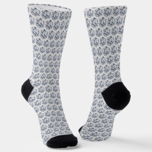 Diamanten/Fraktales Mosaik in Silbergrau Socken