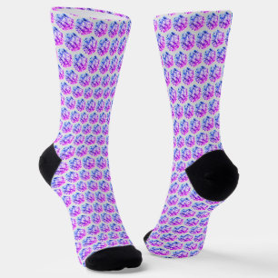 Diamanten/Fraktalmosaik in Blau- und Rosatönen Socken
