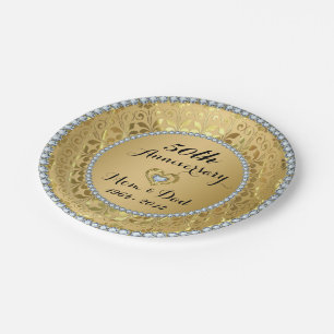 Diamanten & Gold 250. Hochzeitstag Pappteller