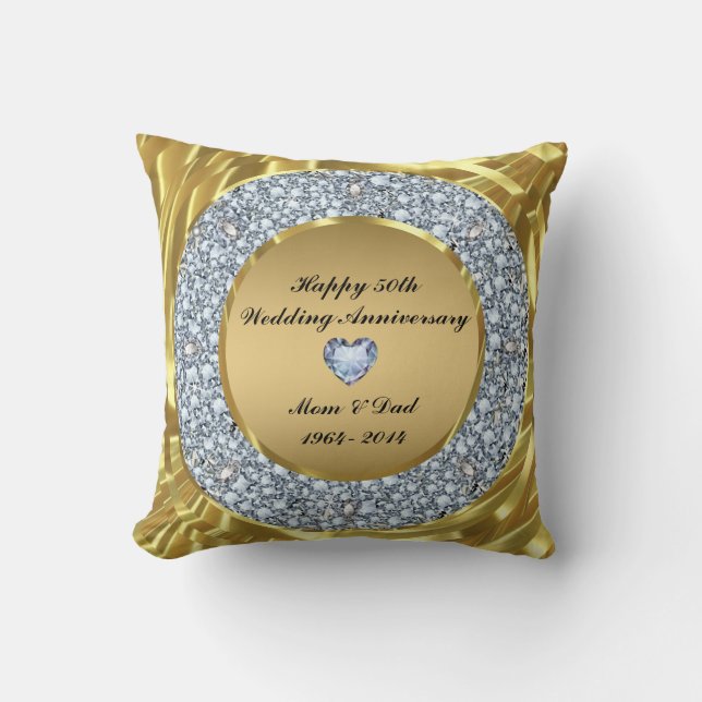 Diamanten & Gold 50. Hochzeitstag Kissen (Vorderseite)