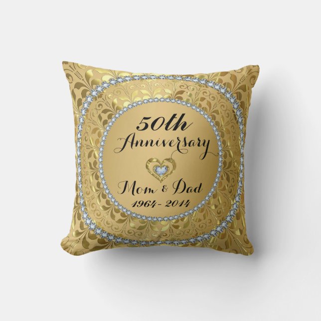 Diamanten & Gold 50. Hochzeitstag Kissen (Vorderseite)