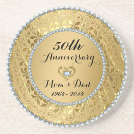 Diamanten & Gold 50. Hochzeitstag Untersetzer