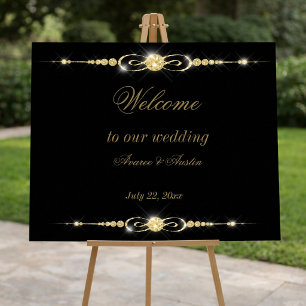 Diamanten Gold und Glitter Hochzeitsposter Poster