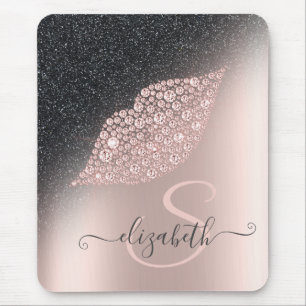 Diamanten Lippen Glitter Ombre Roségold Mousepad