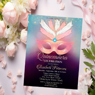 Diamanten,Maske,Lichter, Maskenball Quinceañera Einladung
