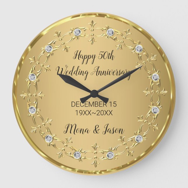 Diamanten mit Goldverzierung Große Wanduhr (Vorderseite)
