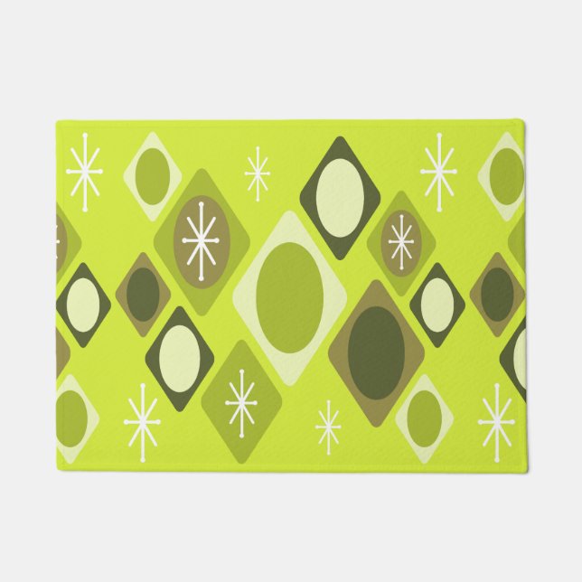 Diamanten Ovals Sternexplosionen Chartreuse Fußmatte (Vorderseite)