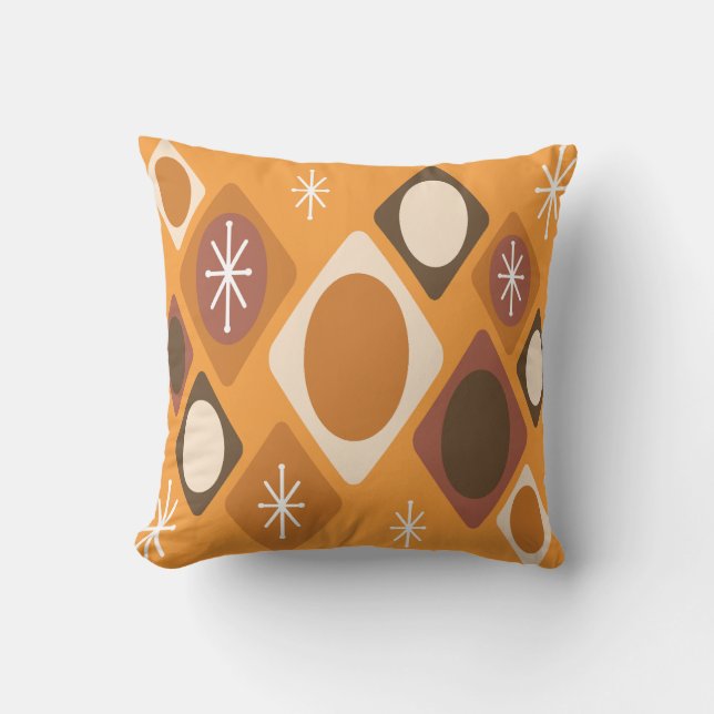 Diamanten Ovals Sternexplosionen Orange Kissen (Vorderseite)