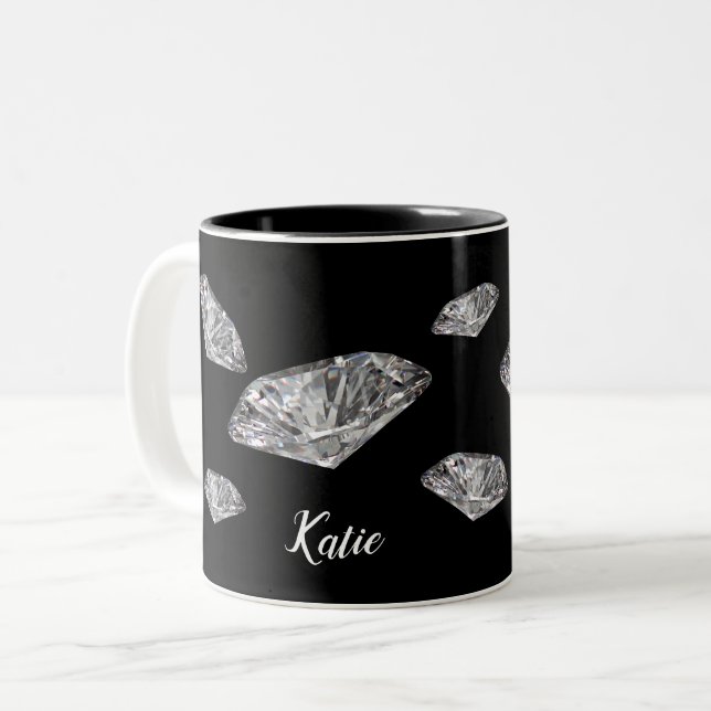 Diamanten personalisierte Umarmung Zweifarbige Tasse (Vorderseite Links)