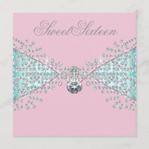 Diamanten Rosa Türkis Blau Sweet Sixteen Geburtsta Einladung