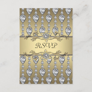 Diamanten Schwarz & Gold RSVP für jede Party-Geleg Karte
