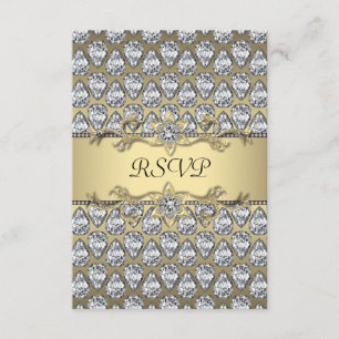 Diamanten Schwarz & Gold RSVP für jede Party-Geleg Karte