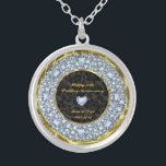 Diamanten, Schwarz und Gold 50. Hochzeitstag Versilberte Kette<br><div class="desc">Elegant eingekrustete Diamanten (Bild nicht real oder Fake),  Schwarz und Gold 50. Hochzeitstag</div>