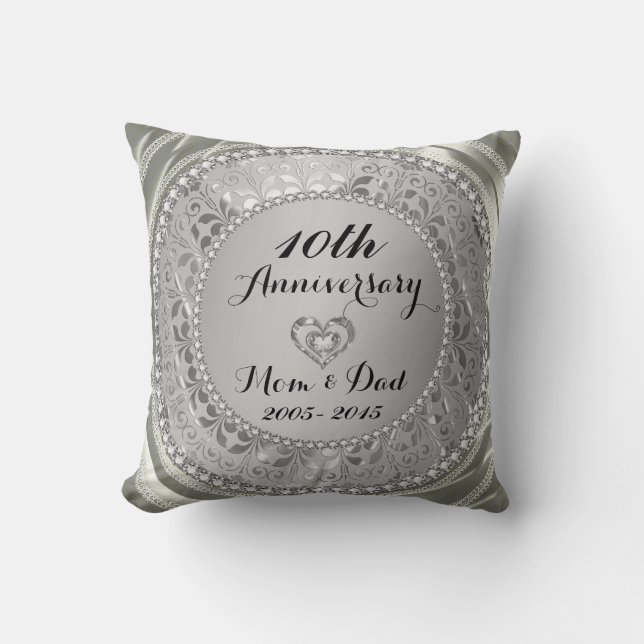 Diamanten & Silber 10. Hochzeitstag Kissen (Vorderseite)